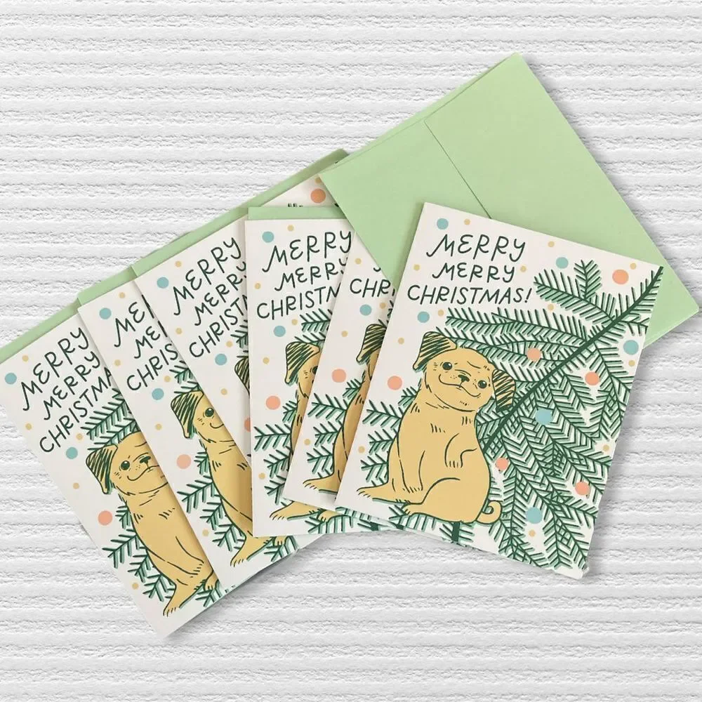 NWOT Set of  6 Christmas Greeting Cards - size 4” x 5 1/2” - multicolor